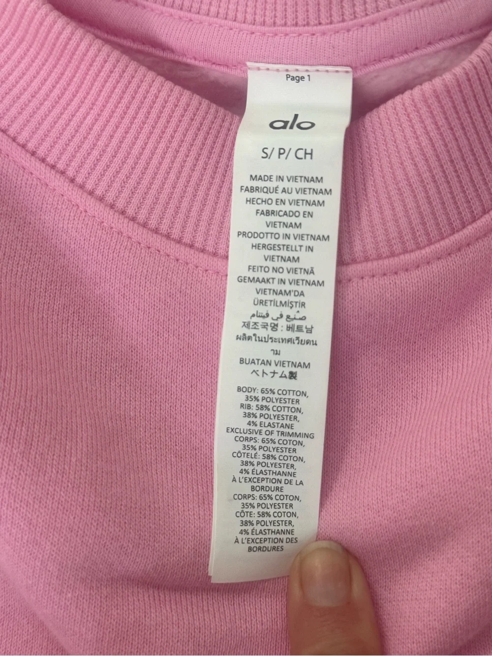 Alo yoga Cropped Accolade Crewneck French Terry Sweet Pink Sweatshirt S